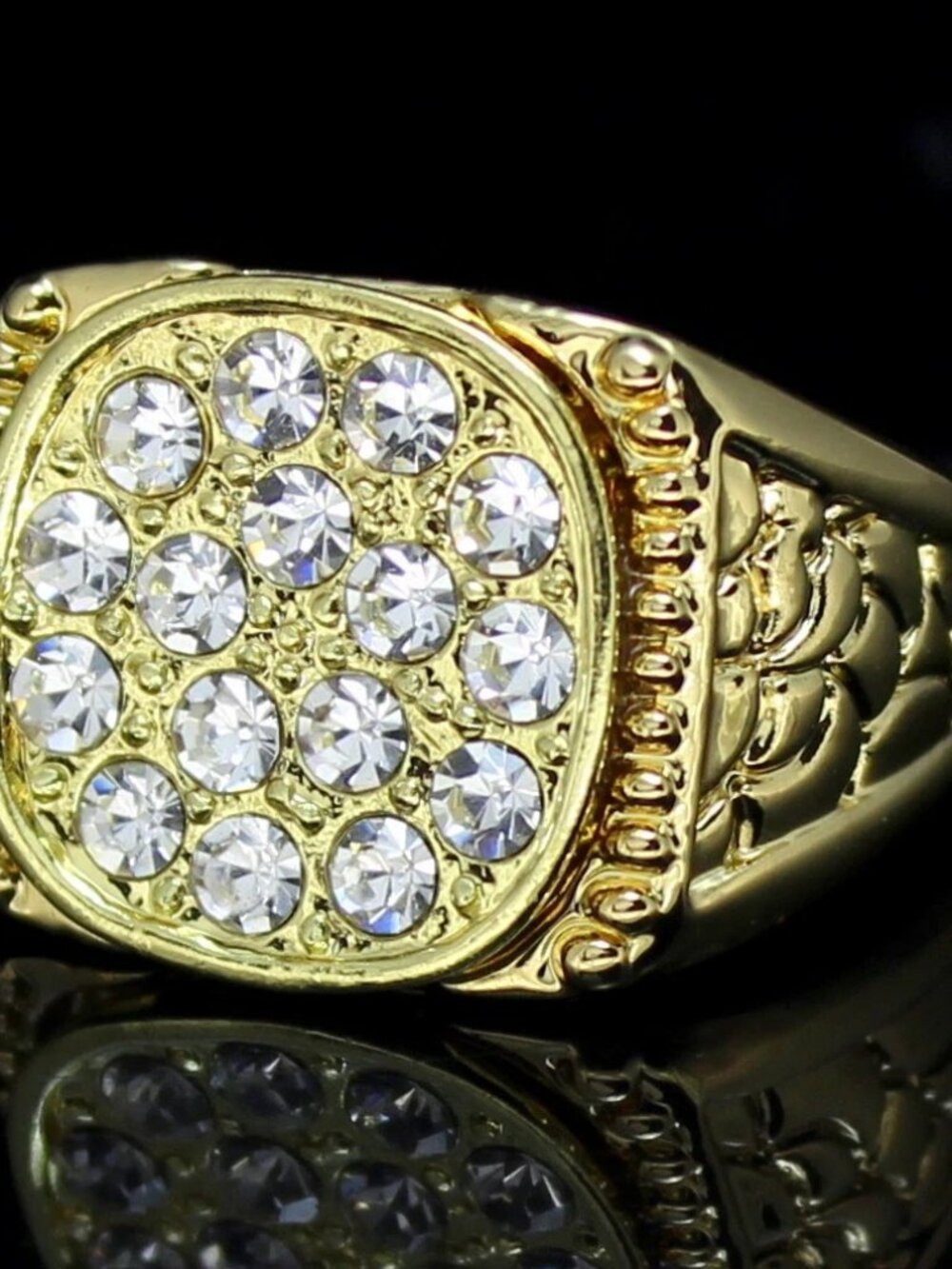 14K Plated Rounded CZ Nugget Ring